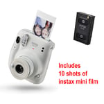 Fuji film Instax Mini 11 Instant Camera - Ice White + 10 Shots of Film