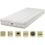 Lot de 2 Matelas Face été contact face de contact Latex 70 Kg/m3 Face Hiver Mémoire de forme 60 Kg/m3 70x190 x 22 cm Souple - Spécial Sommier