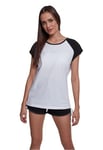 Urban Classics Women's Contrast Raglan Tee T-Shirt, Mehrfarbig (White/Black 01248), M