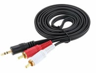 1.5m 2RCA to 3.5mm Cable Twin Phono to Jack Audio Stereo Lead Aux GOLD Red White