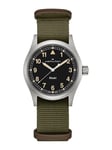 Hamilton Khaki Field Quartz 38mm Stålboett, Svart urtavla, Grönt NATO-armband