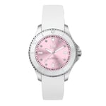 ICE-WATCH - Ice Steel White Pastel Pink - Montre Argent pour Femme avec Bracelet en Silicone - 020366 (Small)