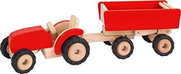 Goki - 2041282 - Figurine Transport Et Circulation - Tracteur en Rouge avec Remorque