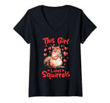 Womens Funny Squirrel Animal This Girl loves Squirrels V-Neck T-Shirt