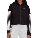 adidas Cropped Womens Track Top Black Hooded Excerise Training Workout Fitness