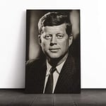 Big Box Art Canvas Print Wall Art John F Kennedy JFK President | Mounted and Stretched Box Frame Picture | Home Decor for Kitchen, Living, Dining Room, Bedroom, Hallway, Multi-Colour, 20x14 Inch