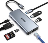 Hub USB C Station d'accueil, 8 en 1 Double Moniteur USB C Adaptateur avec 4K HDMI, Ethernet, 100W PD, USB 3.0 * 2, USB 2.0, SD/TF Slots pour Thunderbolt 3 / Windows/Mackbook