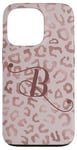 Coque pour iPhone 13 Pro Letter B Initial Leopard Rose Pink Cheetah Monogram