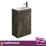 Urban Brown Bathroom Sink & Storage Cupboard Floor Vanity Unit Cloakroom 54cm