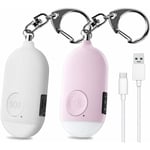 2 Pièces 130 db Alarme Personnelle d'urgence,Rechargeable Alarme de Sécurité avec led Lampe de Poche Torche Alarme Anti Agression,pour Femme Enfants