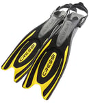 Cressi Frog Plus Open Heel Scuba Dive Fins (Made in Italy), Black/Yellow, M/L (UK 9/10 - EU 41/44)