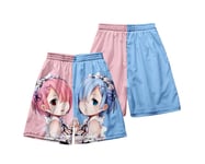 1PCS Swimming Shorts Mens Anime Ram Rem Re：Life In A Different World From Zero 3D Print Funny Hawaiian Beach Trunks Surf Gym With Pockets For Summer Beach Holiday XXS