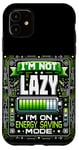 Coque pour iPhone 11 Batterie rétro pour gamer I'm Not Lazy Mode économie d'énergie