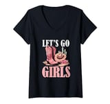 Rodeo Western Country Southern Cowgirl hat - Let's Go Girls V-Neck T-Shirt