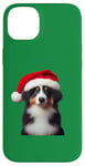 iPhone 14 Plus Miniature American Shepherd With Santa Hat Christmas Xmas Case