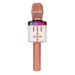 Easy Karaoke Bluetooth® Wireless Microphone with Speaker and Lights ~ Rose Gold