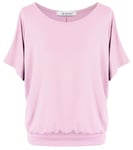 Van Der Rich ® - Tee Shirt Oversize Manche Chauve Souris - Femme (Rose, L)