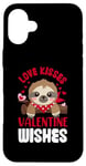 iPhone 16 Plus Love Kisses Valentine Wishes Sloth Valentine's Day Couple Case