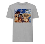 T-Shirt Homme Col Rond Fairy Tail Manga Natsu Erza Grey Lucy A La Plage Japon Anime