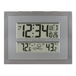 La Crosse Technology 512-85937-INT Horloge Murale numérique Atomique avec température et prévisions en Gris/argenté