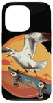 Coque pour iPhone 13 Pro Costume de mouette de skateboard pour les fans de patineurs et d'oiseaux de mer