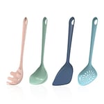 Empava Kitchen Utensils Set of 4 Pcs - Non Stick Spatula|Spaghetti Spoon|Soup Ladle|Slotted Spoon, Nylon Utensil Set, Pasta Spoon, Ladel Spoon, Skimmer Spoon, Spatulas for Cooking Non Stick, Turner