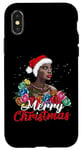 iPhone X/XS Black African Girl American Santa Melanin Flowers Christmas Case