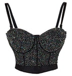 Bslingerie® Madonna Style Metallic Studs Bustier Bra Corset Top, Black Worm, S