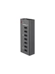 7 Port USB Charging Station with 5x 1A Ports and 2x 2A Ports charging strip - + AC power adapter