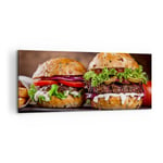 Impression sur Toile 100x40cm Tableaux Américain hamburger nourriture barbecue