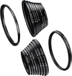 K&F Concept 18PCS Lens Filter Stepping UP and Down Adapter Set 37 49 52 55 58 62