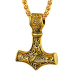 PROSTEEL Homme Collier Marteau de Thor Plaqué Or Chaîne Pendentif Mjölnir avec Noeud Celtique Bijou Amulette Nordique