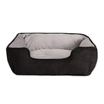 lionto Panier Chien 2-en-1 lit Chien Coussin réversible, (S) 60x50 cm Noir/Gris