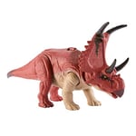 Mattel Jurassic World Figurine articulée Diabloceratops Rugissement Féroce avec Son et Attaque, Taille Moyenne, Jeu Physique et numérique, Jouet Enfant, Dès 3 Ans, HLP16