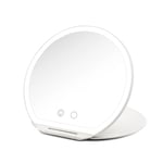 Girmi BE03 Miroir de Maquillage Rond Pliable Ultraslim, Portable avec lumière LED 3 Couleurs, Bouton Tactile, Batterie Lithium, Recharge USB