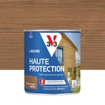 V33 Lasure Bois extérieur Chêne moyen satin - Haute Protection 8 ans - Haute résistance hydrofuge et anti-UV - Résiste aux variations du bois - Ecolabel, résine d'origine végétale - 0,75L