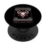 Eerie Baphomet Pull de Noël gothique en corne de canne à sucre d'orge PopSockets PopGrip Adhésif