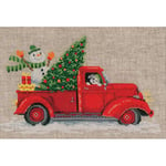 Vervaco Point De Croix Compté Kit Tableau Complet Set CAMION & ARBRE DE NOËL De Broderie Loisir Créatif Maison Decoration Cadeau DIY ca. 33 x 22 cm Counted Cross Stitch Embroidery