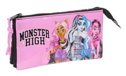 Safta Monster High Drama - Trousse triple, trousse pour enfant, idéale pour les enfants d'âge scolaire, confortable et polyvalente, qualité et résistance, 22 x 3 x 12 cm, multicolore, M, Décontracté