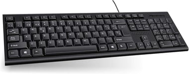 Clavier avec câble USB,clavier multimédia,configuration QWERTY,espagnol avec design ergonomique,fonctionnalités multimédia résistantes aux éclaboussures et connexion stable pour ordinateur/PC plei