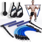 ALongSong Kit Elastique Musculation Barre de Pilates avec 6 Bandes Elastiques 30-360LBS Longueur Réglable & Ancrage de Porte Musculation Homme Femme Elastique Sport