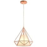 Lustre - suspension Cage Diamant Lampe Suspendue Luminaire pour Chambre Couloir Salon Doré Rose