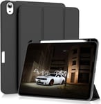 ZOYU Coque pour iPad Air 5/Coque iPad Air 4, Étui pour iPad Air 10,9 2022/2020 avec Porte Stylo, Prise en Charge de la Charge Pencil 2, Housse Smart Folio pour iPad Air 5e/4e Génération, Noir