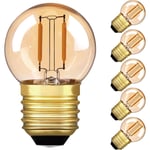 G40 led Filament Mini Globe Ampoule E27 1W Extérieure Chaud Blanc 2200K (Ambre Glow) - 10W Équivalent de Remplacement Pour Intérieur et