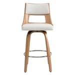 Miliboo - Tabouret de bar scandinave pivotant blanc et bois clair garbo