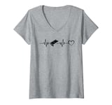 Womens Air Hockey Table Heartbeat Heart Air Hockey V-Neck T-Shirt