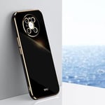 Musta Yhteensopiva Huawei Mate 40 Pro 6D Plating Gold Edge Tpu -Kotelon Kanssa