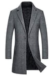 iCKER Mens Wool Coat Long Trench Coat Peacoat Jacket Slim Fit Casual Overcoat Outwear