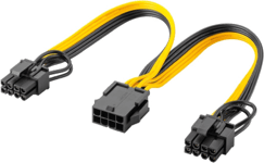 Power Supply Cable 8-Pin Socket to Dual 6+2 Connector for PCIe, Power Cable for Connecting Dual 6-Pin and 8-Pin Graphics Cards, PCI Express Graphics Card Power Cable, Yellow-Black, 2x23