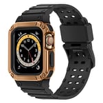 Tasikar Sports Straps Compatible for Apple Watch Strap 41mm 40mm 38mm with Bumper Case for Men, Women Rugged Band with Raised Protection Case for iWatch SE Series 8 7 6 5 4 3 2 1, Rose Gold-Black